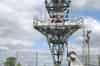 The base of the HF aerial guyed masts behind No. 3 medium wave transmitter building (Bob Jenner)