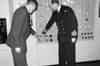 Captain CBH Wake-Walker RN restarts the VLF transmitter after the 1960's refurbishment (Rugby Radio Museum)