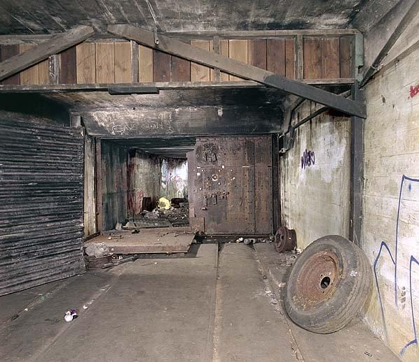 The doors at the bottom of the slope shaft - looking out of the sorting yard (Nick Catford)