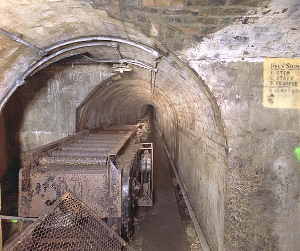 The junction of the two conveyors approximately half way along the tunnel (Nick Catford)
