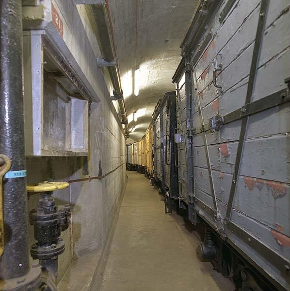 Boxcars in entrance tunnel to No. 4 Magazine (Nick Catford)