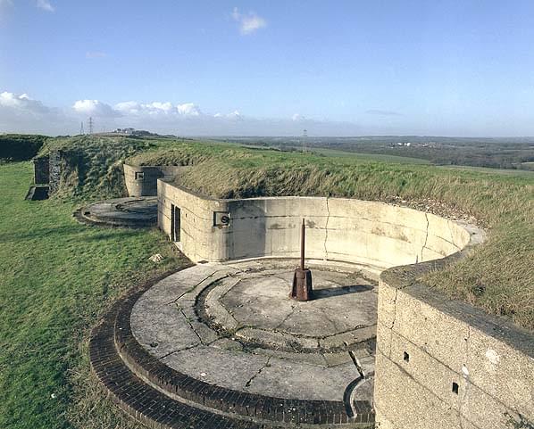 Pair of 68 pounder RML emplacements with an expense magazine to the left (Nick Catford)