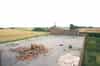 RAF Patrington Happidrome, seen from the roof of the reporting hall. The small building on the roof (unknown purpose) has collapsed recently. The standby set house can be seen to the rear (Nick Catford)