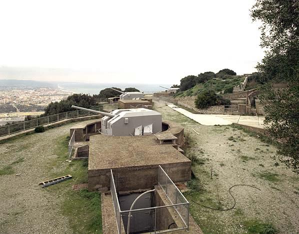 No 3 Gun (foreground) with No. 2 and No 1 guns behind. The semi sunken engine room and magazine with the exhaust outlet turret can be seen in front of the gun with a davit (small crane) for lowering ammunition into the magazine (Nick Catford)