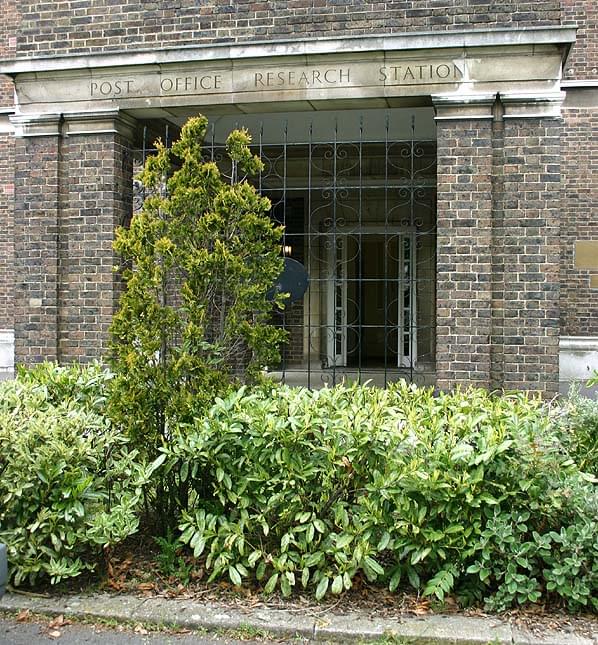 The entrance porch to the main Post Office Research Station building (Nick Catford)