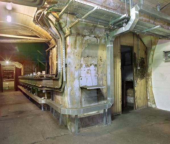 The lower lift landing. the walkway crosses the loft well (Nick Catford)