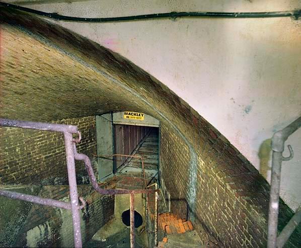 Looking down into the overflow tank.Before the overflow tank was constructed the sewers used to be open to the sea and at high tide the sea water would flow back into the sewer and up to this point (Nick Catford)