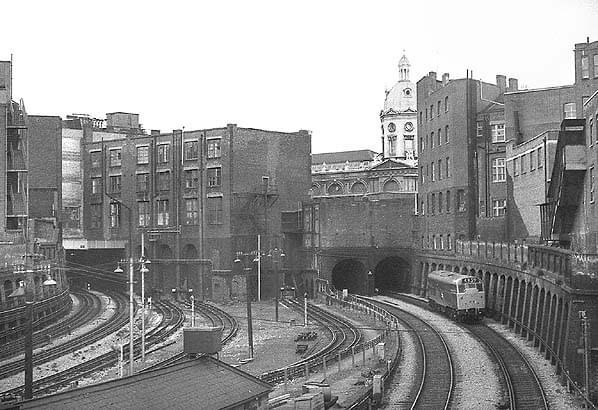 Looking west towards Barbican from West Street Junction in 1976 (Nick Bailey)