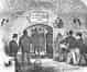 Waiting room, showing how passengers entered the 'omnibus' (The Graphic, 9th April 1870)