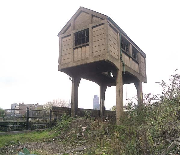 Sludge House at the eastern end of the goods in 1995. This was still standing in 2004 but has now been demolished (Nick Catford)