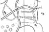 Plan of Darenth Wood showing 3 identifiable deneholes (Harry Pearman)