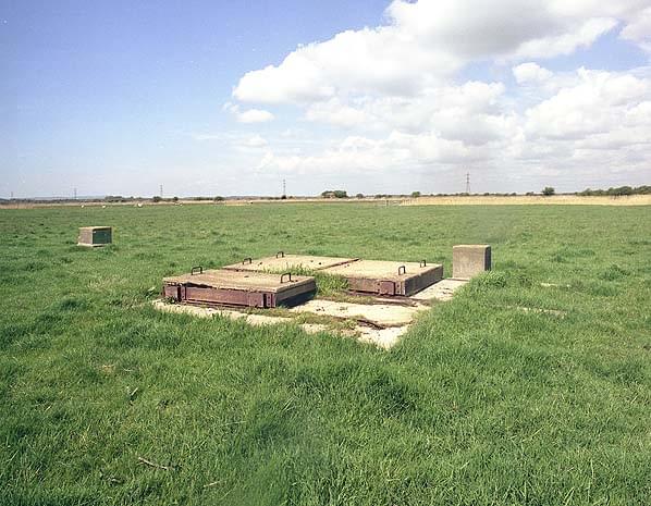 Transmitter buried reserve - plant (larger pair) and personnel hatches with two ventilators (one either side) (Nick Catford)