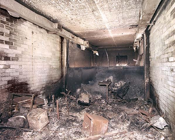 Fire damage in the former civil defence period ladies dormitory (Nick Catford)