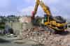 The bunker being demolished in April 2003 (Lawrence Holmes)