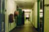 Corridor on the lower level. The large double doors on the left lead into the plant room (Richard Lamont)