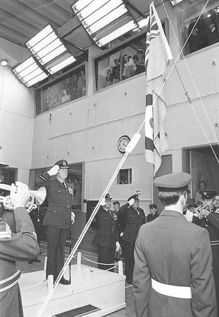 Closing ceremony in the two level 'ops' room in the R3 in 1974 