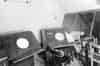 Sopley GCI Final - Chief Controllers room. The handle at the bottom left rotates the IFF Mk III aerial. This room overlooks the reporting room seen through the windows to the right