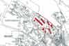 This 1:2500 map shows the extent of the hutted camp bounded by Newport Road to the south. The buildings highlighted in red were still standing in 2004. The green building is the standby set house which has been recently demolished