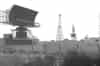 Holmpton in 1972 - radars are (left to right); Type 80, Type 54, AN/FPS 6, AN/FPS 6, microwave relay mast. Two defunct radar plinths (Type 13 or 14) can also be seen on either side of the Type 54 tower