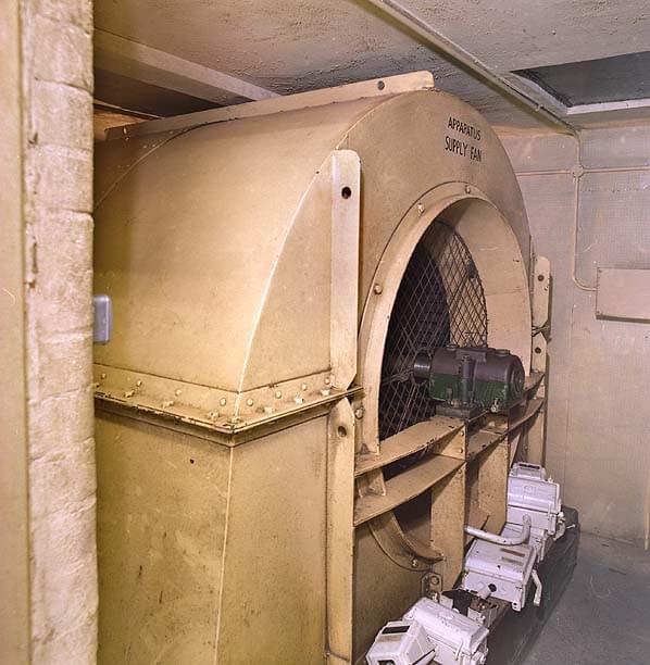 The apparatus fan (now disused) on the upper level in the AC plant room (Nick Catford)