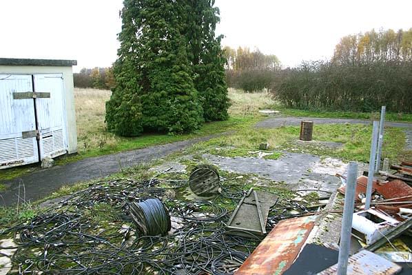 The R8 operations block - the site of the air conditioning plant room seen from the equipment and plant loading platform. The building to the left is the high frequency switch house (Nick Catford)