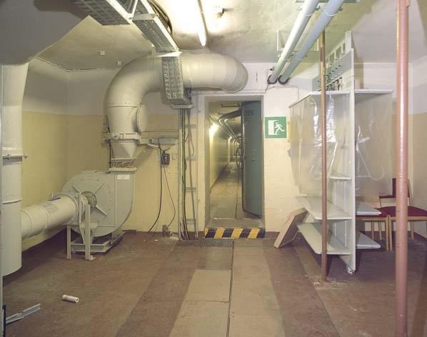 Ventilation plant and door part way along the long entrance tunnel (Nick Catford)