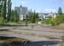 Pripyat central square. The building in the background is a 16 storey apartment block, one of the two tallest buildings in the town (Nick Catford)