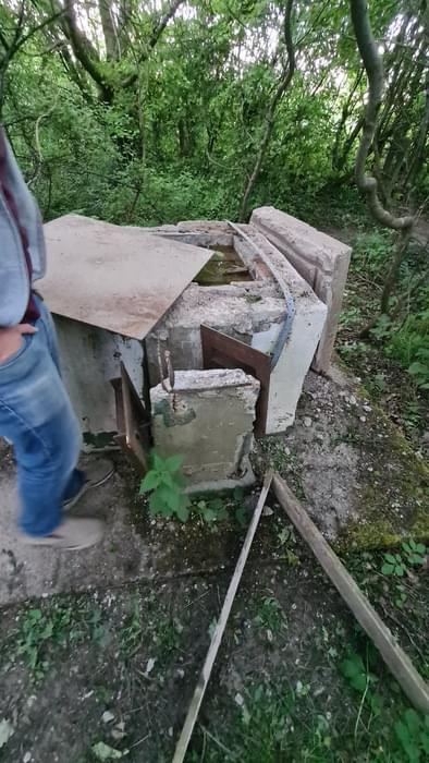 The post appears to have been filled with concrete. (Ewan Evans)