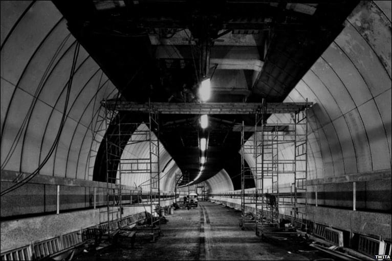 Construction of the original Tyne Tunnel c 1965 