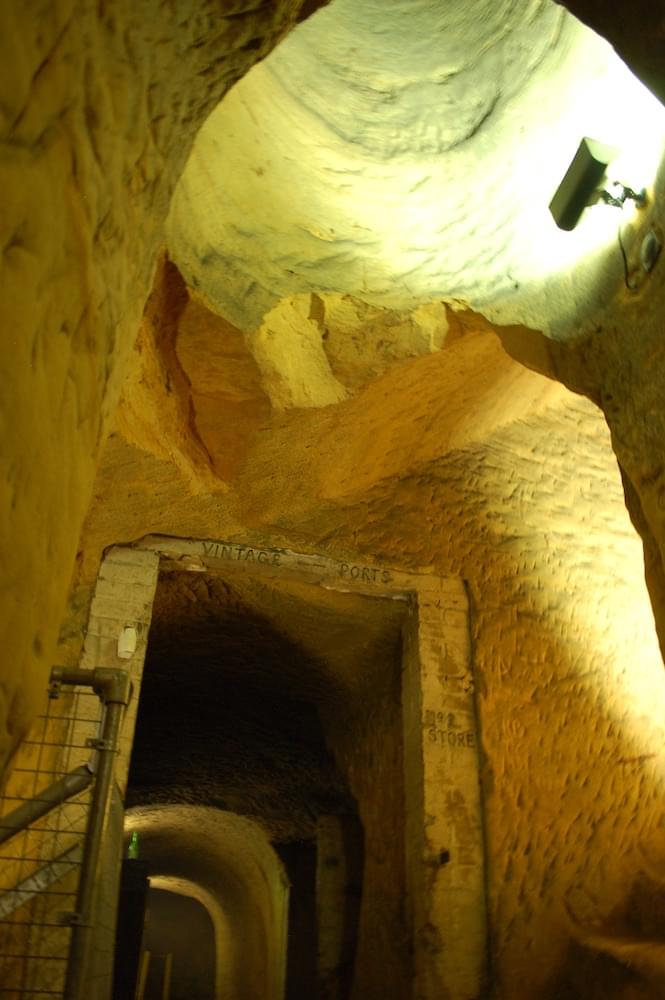 Junction of stairs down (left), vintage ports gallery (middle), suspected original entrance (right) and above them all, the largest of the three wells (Sam Dawson)