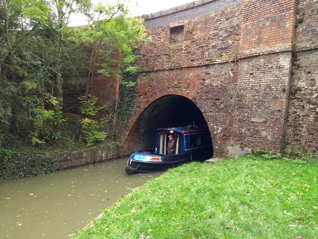 Narrowboat Keynsham emerging from the northern portal of Crick Tunnel. (Martin Dixon)