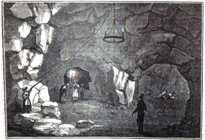 Interior of Jack Cade's cavern c 1833 (Wikipedia)