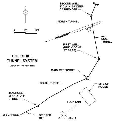 Plan of the Water Tunnels at Coleshill House (Tim Robinson)