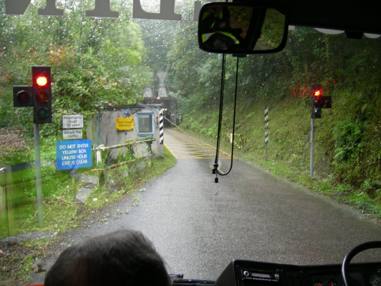 Western Portal to Pinnock  Railway Tunnel; now signal controlled as used as a haulage route by Imerys. (Martin Dixon)