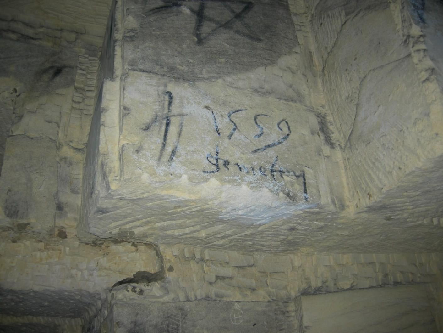Graffiti in Lacroixberg quarry dating from 1559 (Martin Dixon)