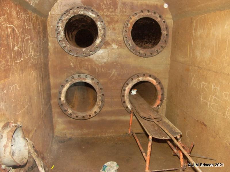 Inchindown Underground Oil Tanks - gurney used to access to and from the tanks (J M Briscoe)