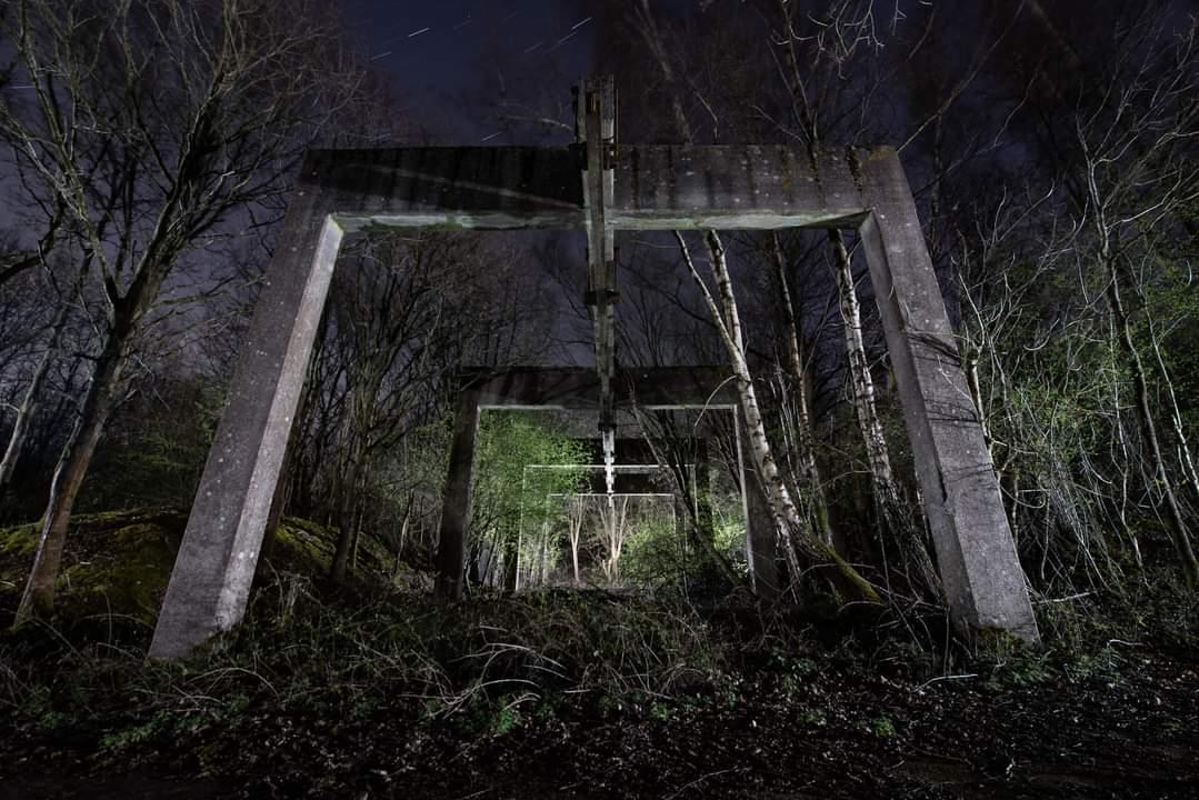 One of the many gantrys at the bomb dump site.  (Callum Cromwell - 2023)