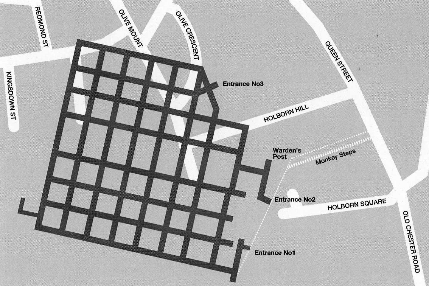 Site plan as built (Jim Cadwallader / Friends of Tranmere Tunnels)