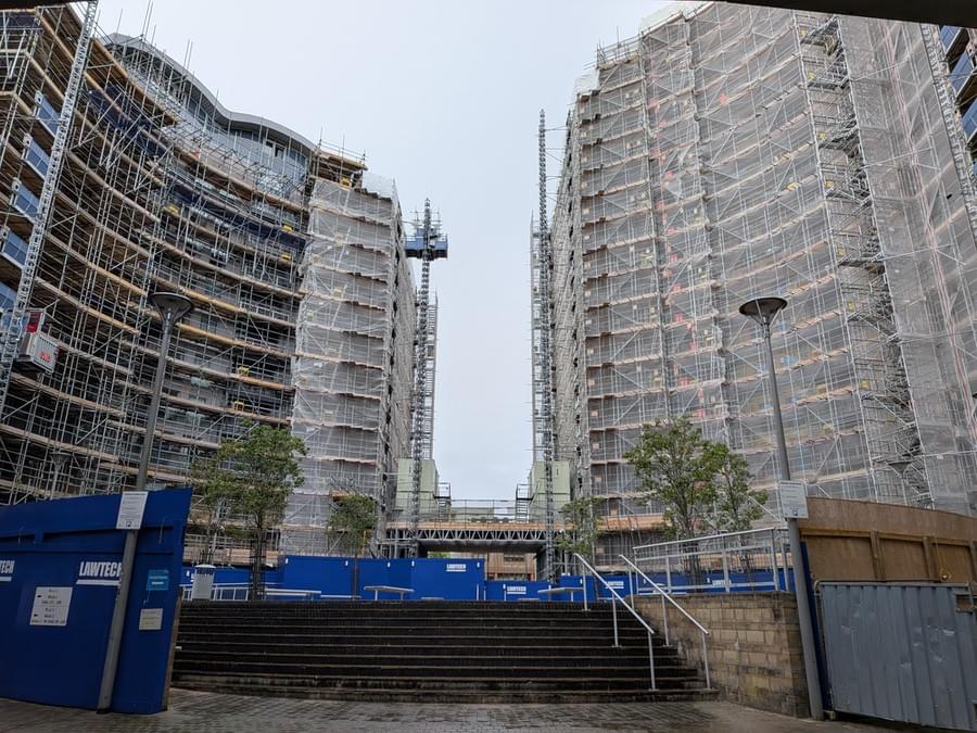 New buildings on the site under final stages of construction (Robert Hunt - 2026)