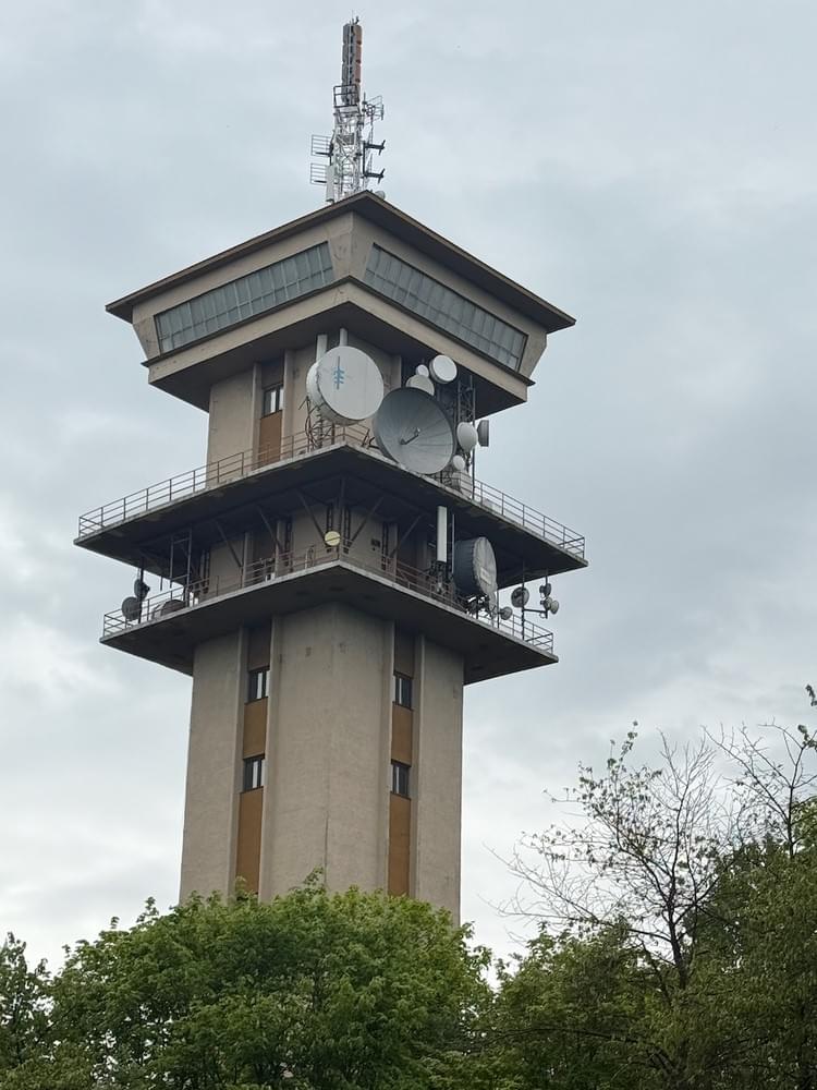 Cold war era communication tower overlooking the site (Neil Iosson - 2025)